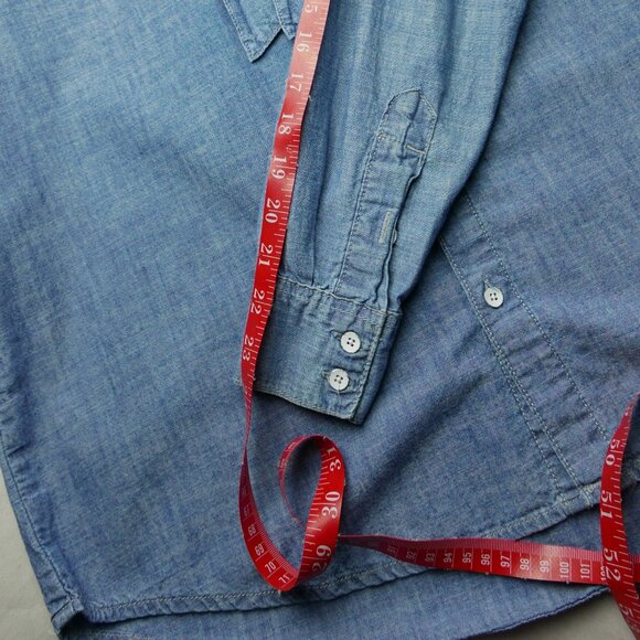 Lucky Brand		Tie Bow collarless Denim Blouse	Large - Picture 8 of 8